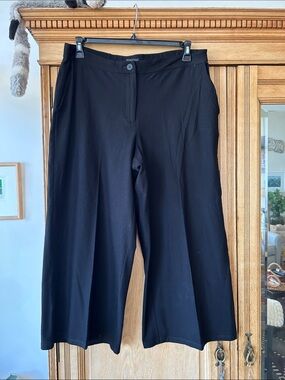 Eileen Fisher Black Wide-Leg Stretch Pants 14